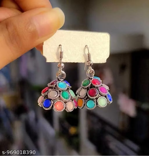 Oxidised Silver Jhumki Earrings Combo Set for Women & Girls – Pack of 3 Traditional Antique Jhumkas