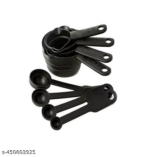 8-Piece Plastic Measuring Cups & Spoons Set – Nesting Measuring Tool Kit for Baking, Cooking & Recipe Prep