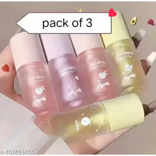 3pc Natural Fruit Extract Moisturizing Lip Oil Set – High-Shine Hydrating & Plumping Gloss Trio