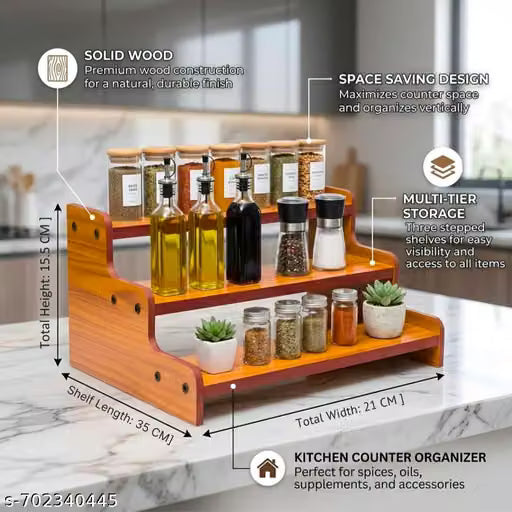 Wooden 3 Tier Kitchen rack (light brown)