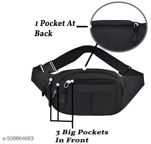 Waterproof Black Travel Waist Bag – Adjustable Fanny Pack Belt Pouch for Running, Cycling & Outdoor Travel