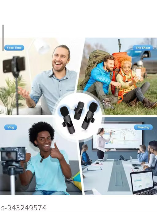 K9 Dual Wireless Lavalier Microphone Set – Plug & Play Noise Cancelling Collar Mic for Android & iPhone (2 Transmitters)