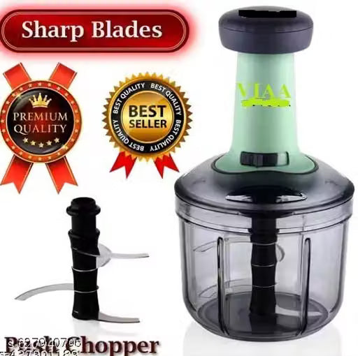 Strong 650ML Manual Speedy Hand Press Food Chopper BPA Free Stainless Steel Blade Onion Chopper for Vegetables Fruits Nuts - Multicolor (Push Chopper)