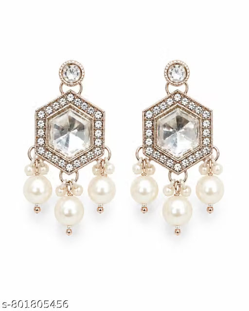Royal Pearl Choker Necklace Set with Kundan Crystal Pendant & Matching Earrings