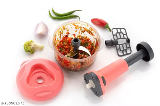 1 PCS Food Chopper 650 ml, Steel Large Manual Hand-Press Vegetable Chopper Mixer Cutter to Cut Onion, Salad, Tomato, Potato (Pack of 1) 650 ml
