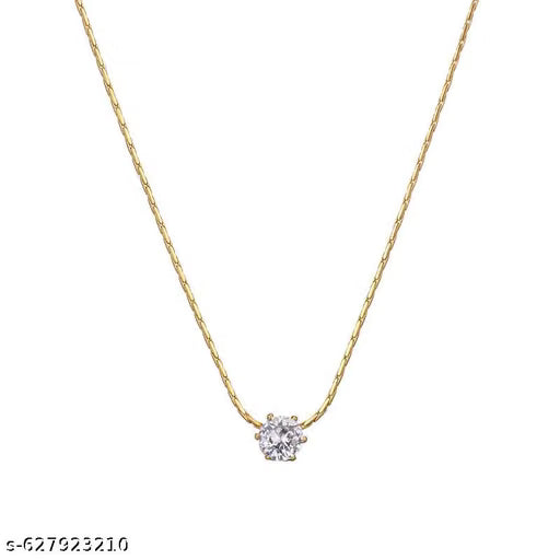 Ankaha Anti-Tarnish Gold Plated Chain with Solitaire Pendant | Delicate & Elegant Necklace for Women & Girls | Lightweight, Skin-Friendly, Trendy Fashion Jewelry | Gift for Her