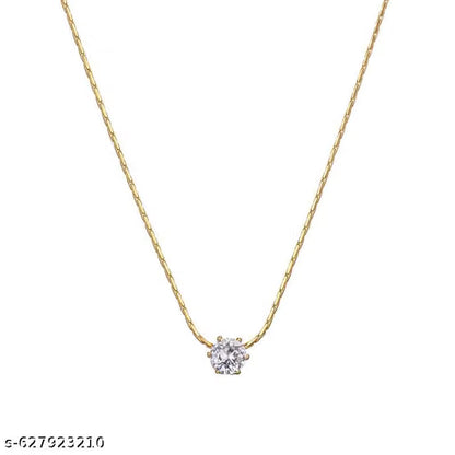 Ankaha Anti-Tarnish Gold Plated Chain with Solitaire Pendant | Delicate & Elegant Necklace for Women & Girls | Lightweight, Skin-Friendly, Trendy Fashion Jewelry | Gift for Her