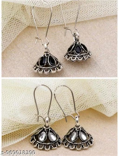 Oxidised Silver Jhumki Earrings Combo Set for Women & Girls – Pack of 3 Traditional Antique Jhumkas