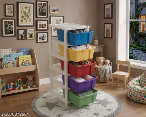 5-Tier XL Plastic multi colour Drawer Storage | Compact Vertical Organizer Cabinet for home, bedroo