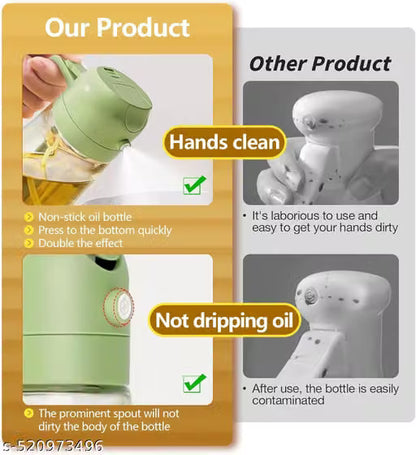 2-in-1 Glass Oil Sprayer & Dispenser Bottle – Dual Pouring & Fine Mist Spraying Oil Mister for Air Fryer, BBQ & Baking