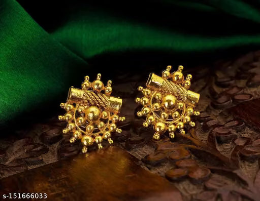 Traditional Trend 1gm Gold-Plated Stud Earrings Combo – Pack of 4 Pairs for Women & Girls