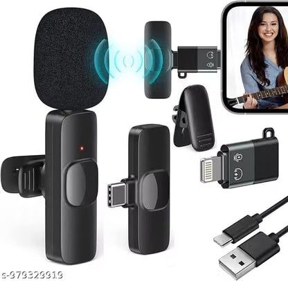 K8 Mini Wireless Lavalier Collar Microphone – Plug & Play Noise Reduction Lapel Mic for YouTube, Reels & Vlogging