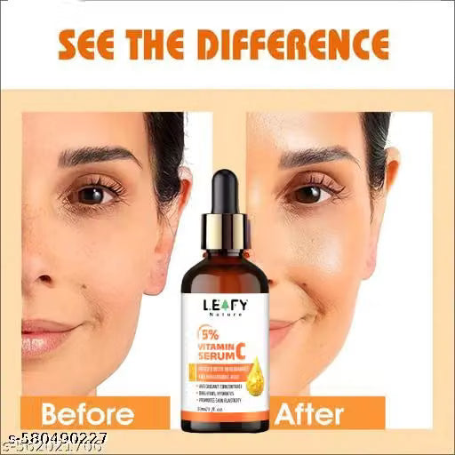 Leafy Nature 5% Vitamin C Face Serum 30ml – Enriched with 2% Niacinamide, 0.5% BHA & Hyaluronic Acid