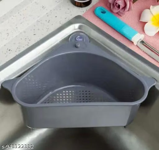 Sink Basket Strainer, Triangular Multifunctional Drain Shelf Kitchen Sink Strainer Holder Multifunctional Box Organizer for Soap, Dishwashing, Sponge Etc.Color multicolour,Pack Of 1