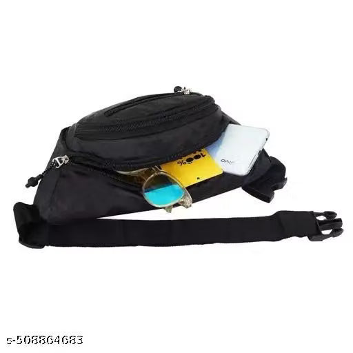 Waterproof Black Travel Waist Bag – Adjustable Fanny Pack Belt Pouch for Running, Cycling & Outdoor Travel