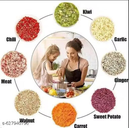 Strong 650ML Manual Speedy Hand Press Food Chopper BPA Free Stainless Steel Blade Onion Chopper for Vegetables Fruits Nuts - Multicolor (Push Chopper)