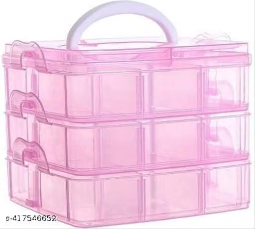 3-Layer 18 Grid Portable Plastic Storage Box – Multi-Tier Clear Jewelry, Craft & Accessory Organizer Case
