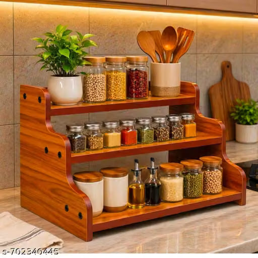 Wooden 3 Tier Kitchen rack (light brown)