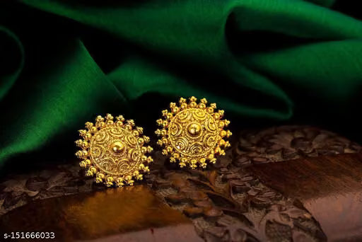 Traditional Trend 1gm Gold-Plated Stud Earrings Combo – Pack of 4 Pairs for Women & Girls