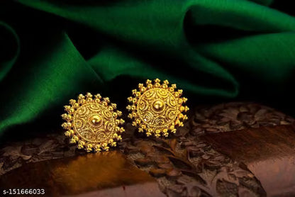 Traditional Trend 1gm Gold-Plated Stud Earrings Combo – Pack of 4 Pairs for Women & Girls