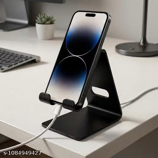 Heavy-Duty Metal Mobile Desktop Stand – Non-Slip Universal Phone Holder Dock for Office, Home & Study Table