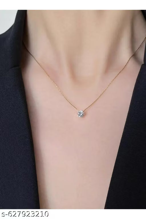 Ankaha Anti-Tarnish Gold Plated Chain with Solitaire Pendant | Delicate & Elegant Necklace for Women & Girls | Lightweight, Skin-Friendly, Trendy Fashion Jewelry | Gift for Her