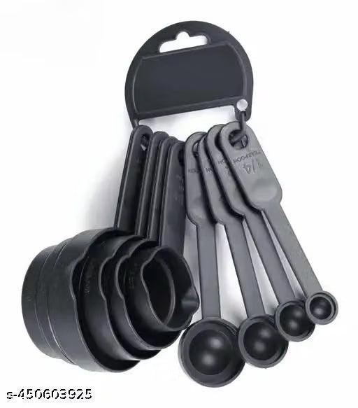 8-Piece Plastic Measuring Cups & Spoons Set – Nesting Measuring Tool Kit for Baking, Cooking & Recipe Prep