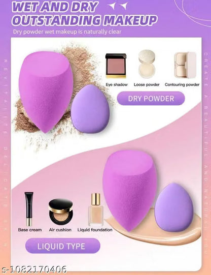 9-Piece Makeup Blender Sponge & Powder Puff Combo Set – Teardrop Beauty Sponges & Cushion Puffs with Straps