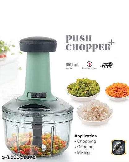 1 PCS Food Chopper 650 ml, Steel Large Manual Hand-Press Vegetable Chopper Mixer Cutter to Cut Onion, Salad, Tomato, Potato (Pack of 1) 650 ml
