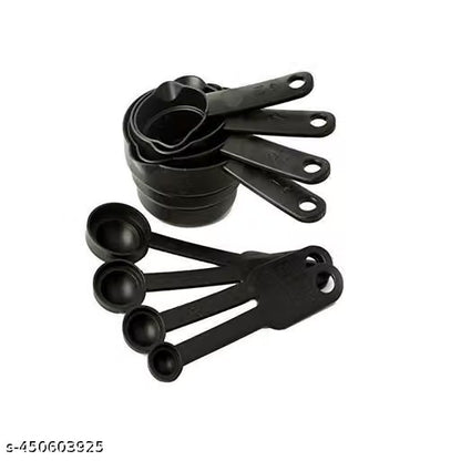 8-Piece Plastic Measuring Cups & Spoons Set – Nesting Measuring Tool Kit for Baking, Cooking & Recipe Prep