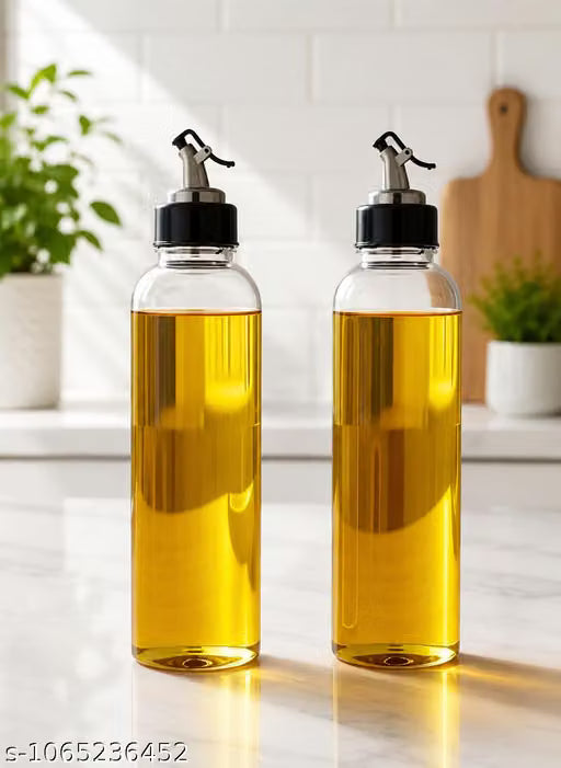 Transparent Kitchen Oil Dispenser Bottle with Pump – 2 Piece Set